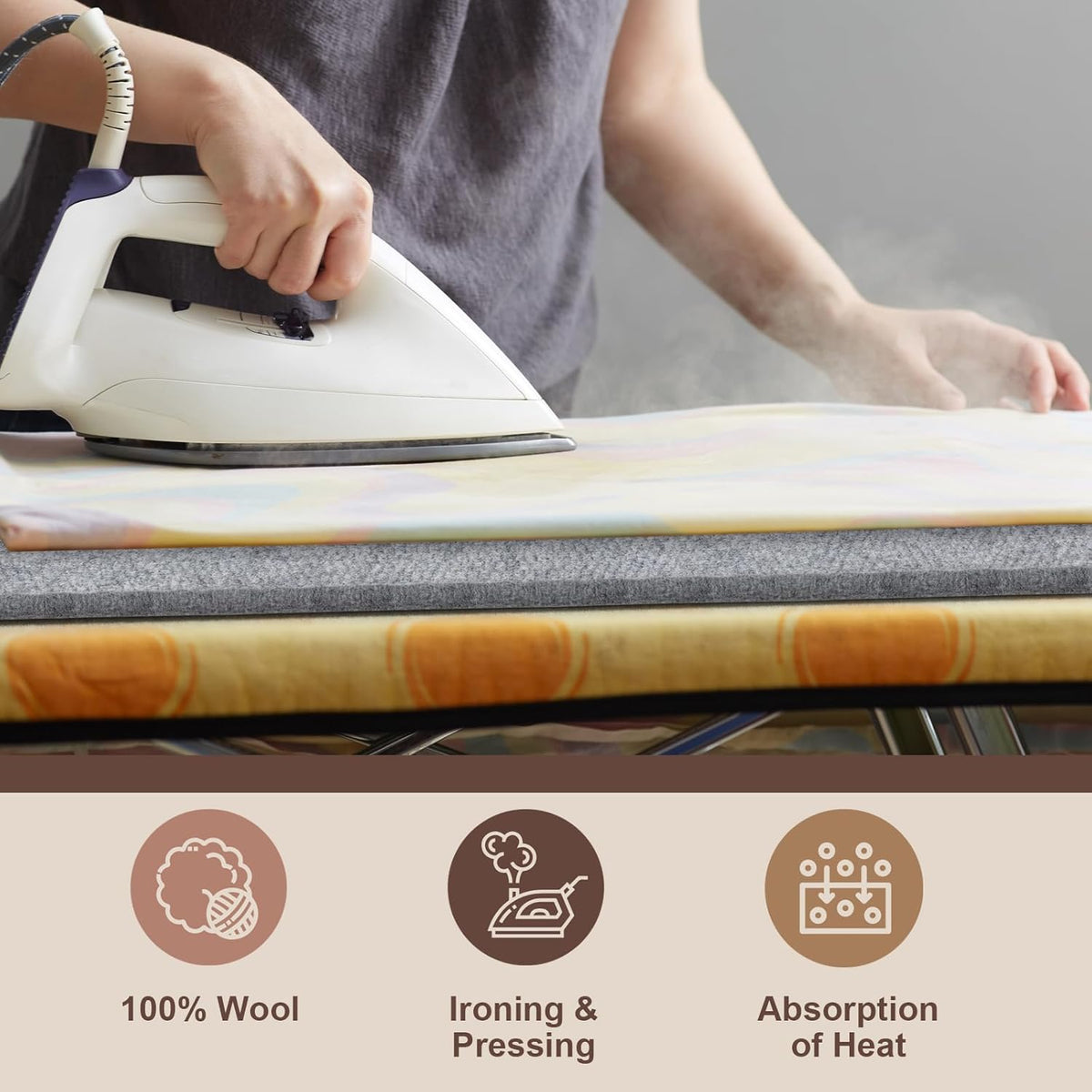 Somime 17x25" Wool Pressing Mat, 100% New Zealand Wool Ironing Mat, Felted Wool Ironing Board for Sewing, Quilting, DIY Crafts, and Embroidery