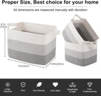 OIAHOMY Storage Basket, Woven Baskets for Storage, Cotton Rope Basket for toys,Towel Baskets for Bathroom - Pack of 3, Gradient Gray