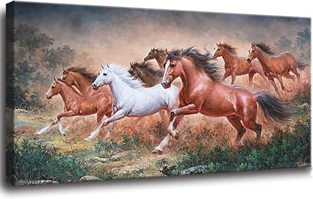Yxbhhym-Large Size Running Horse Wall Art Pictures Animal Canvas Print Art Horse Paintings Poster Artwork for Wall Décor Office Accessories Modern Living Room Bedroom Wall Decor Frame Decoration