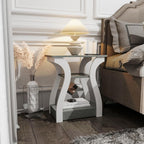 End Tables Living Room, Grey End Table with Charging Station, Grey Side Table, Nightstand for Bedroom, 3 Tier End Table with Storage Shelf for Living Room