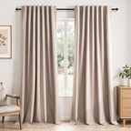 Topfinel 120 Inch Linen Blackout Curtains 2 Panels by Topfinel