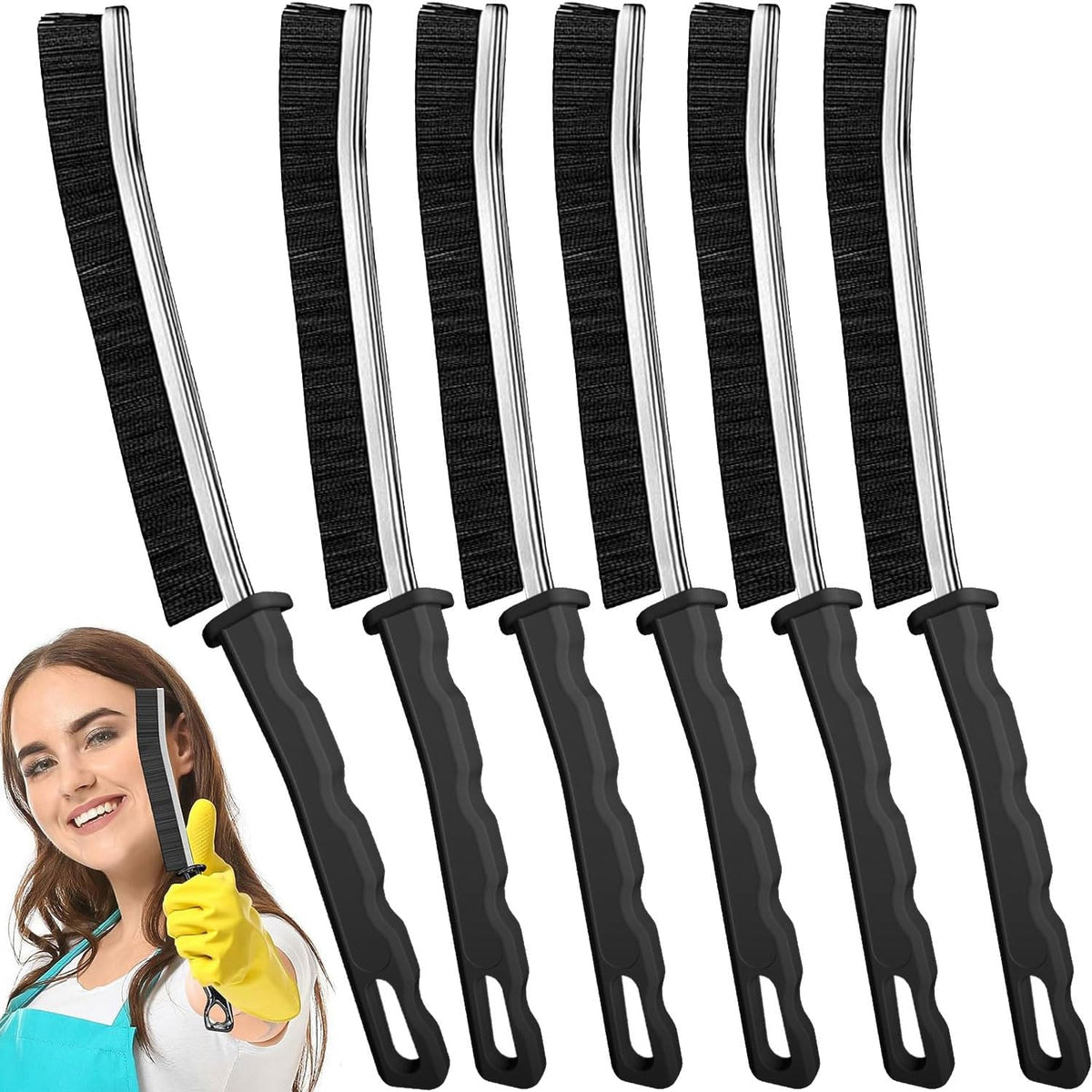 Crevice Cleaning Brush - 6pcs Hard Bristle Shower & Bathroom Gap Cleaning Tools
