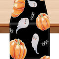 Halloween Table Runner Spooky Ghost Pumpkin Table Runner for Home Party Holiday Indoor Outdoor Table Decoration Halloween Table Decoration Kitchen Dining Table Decor 13 x 72 Inch (Black)
