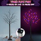 2Pack 5FT 200LED Black Halloween Tree Lights, Timer Function Lighted Black Trees with Purple and Orange Lights, Spooky Trees Light for Indoor Outdoor Halloween Decorations