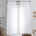 2 Pack White Sheer Curtain Panels by OVZME