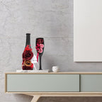 Valentines Day Gift Red Rose Fake Flowers Wine Bottle Vase Rose Glass Artificial Flowers for Home Table Decor Office Decoration Preserved Rose Flowers For Her Womens Valentines Decoration Set of 2