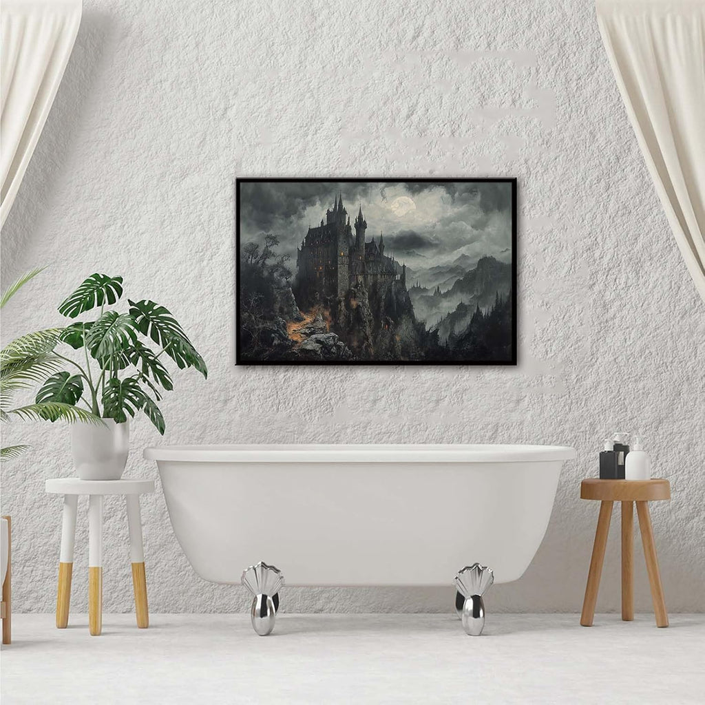 JFHCQJPK Vintage Castle Poster Dark Academy Victorian Gothic Castle Wall Art Poster Moody Mystical Art Print Suitable for Home Living Room Bedroom24x36in Metal blackFramed