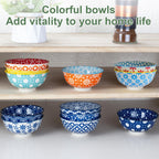 Blue and White Ceramic Bowls Set of 6, 4.7in Small Dessert bowl 10 oz for ice cream, Snack, Porcelain bowl for Dipping,Dishwasher/Microwave safe