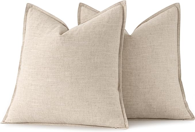 MIULEE Decorative Linen Pillow Covers 16x16 Inch Natural Beige | Boho - Image 6