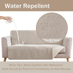 Beige Loveseat Covers for 2 Cushion Couch, Water-Repellent Covers for Sofa Couch - Image 3