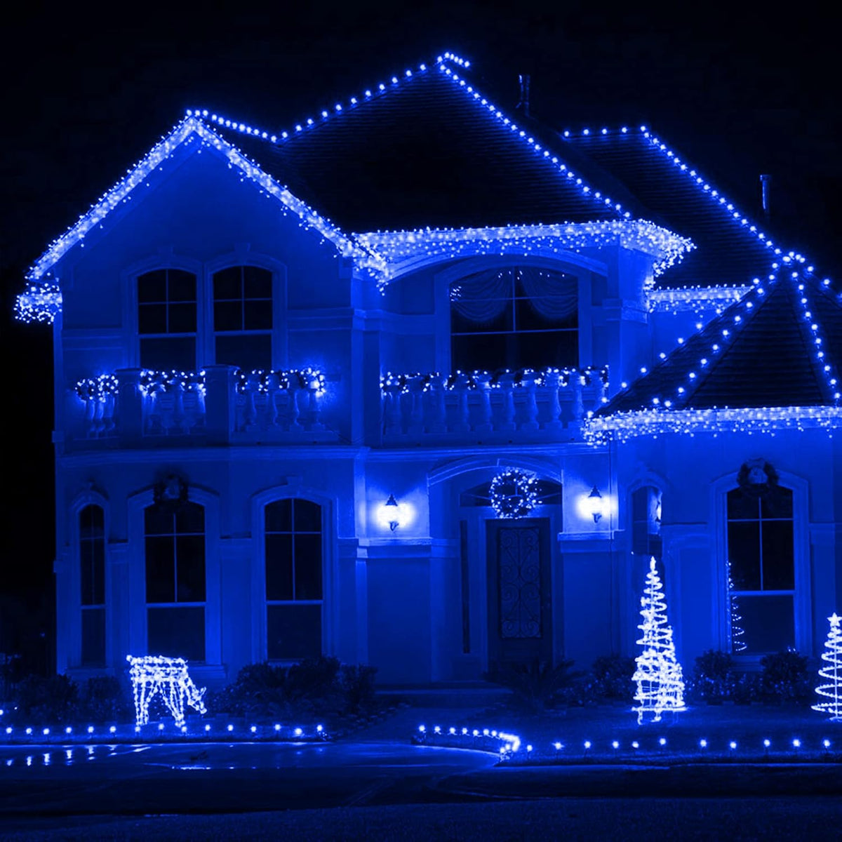 XTF2015 105ft 300 LED Christmas String Lights, End to End Plug 8 Modes Christmas Lights UL Certified Outdoor Indoor Fairy Light Christmas Tree, Patio, Garden, Party, Wedding, Holiday (Blue)