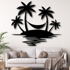 Palm Tree Metal Wall Decor,Palm Tree Outdoor Wall Art,Tropical Palm Tree Wall Decorations for Living Room,Outdoor Wall Decorations for House(39"×35",White)