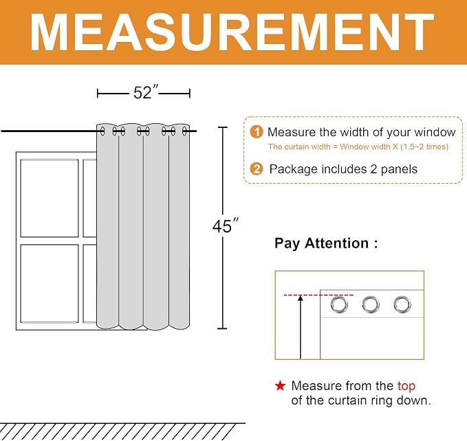 Blackout Curtains for Bedroom, 2 Panels, Energy Saving, Window Curtains - Image 7