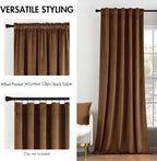 MIULEE Velvet Curtains 52x108 inches 2 Panels Brown Blackout Curtains | Luxury - Image 2