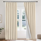 Joydeco 100% Blackout Pleated Curtains, Linen Window Curtains 2 Panel Sets 108 by JOYDECO