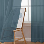 Chyhomenyc Sheer Curtains 63 Inch Length 2 Panels, Stone Blue | Light Filtering - Image 9