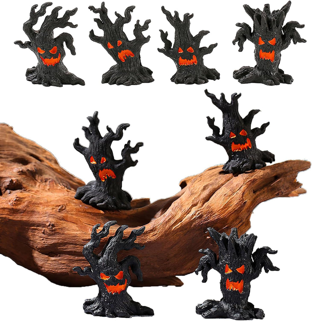 AUOCATTAIL 4 Pcs Halloween Micro Landscape Accessories Ghost Pile Craft Resin Miniature Figurines Miniature Tree Demon Decoration for Garden Plant Pots Bonsai Scene Ornament