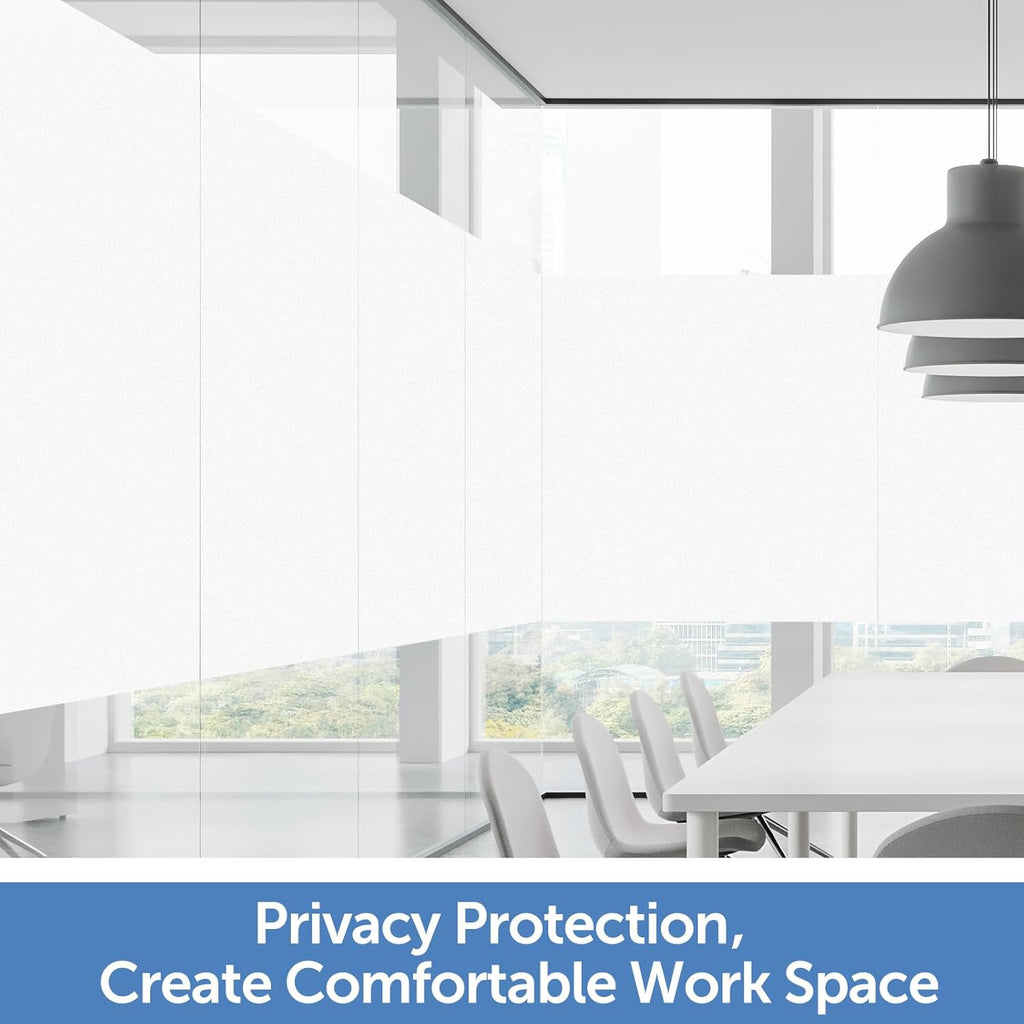 HIDBEA Frosted Window Privacy Film - Non Adhesive Static Cling Glass Stickers Sun UV Blocking Heat Control Door Covering Decals for Home Office, Frosted White, 17.3 x 98.4 Inch