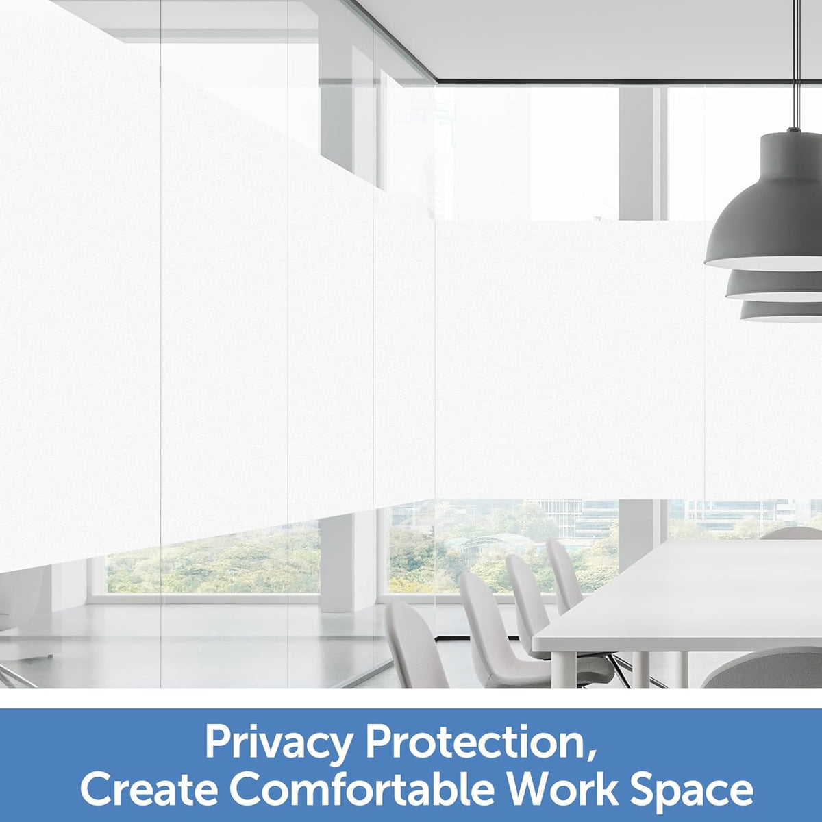 HIDBEA Frosted Window Privacy Film - Non Adhesive Static Cling Glass Stickers Sun UV Blocking Heat Control Door Covering Decals for Home Office, Frosted White, 23.6 x 157.5 Inch