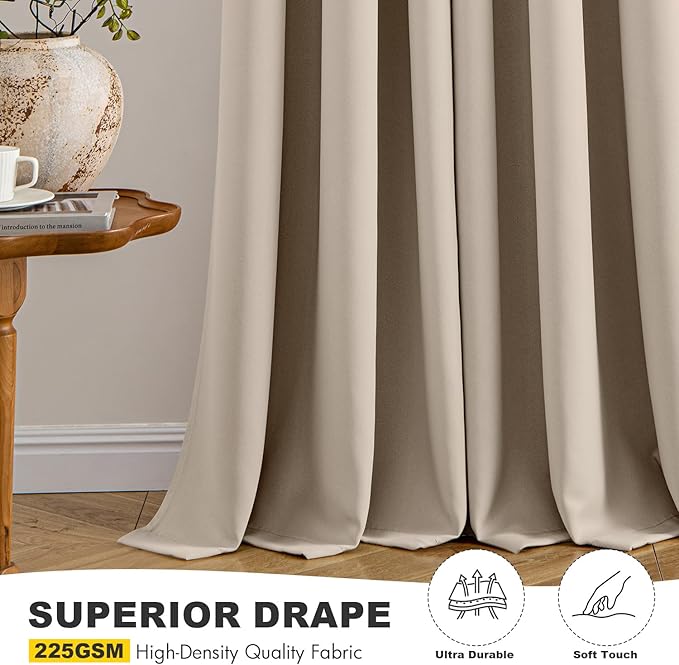 MIULEE Blackout Curtains for Bedroom 2 Panels 40 x 54 Inch Long Taupe | Thermal - Image 5