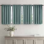 MIULEE Set of 4 Dusty Blue 45 Inch Short Blackout Kitchen Window Curtains | - Image 2