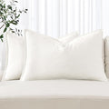 MIULEE Decorative Linen Lumbar Pillow Covers 12x20 Inch Cream White | Boho by MIULEE