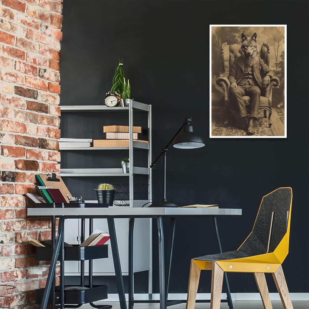 Werewolf Vintage Shoot Art Poster Print Canvas Wall Art Ideal for Dark Academia Gothic Occult Decor Living Room Bedroom Office Posters Decorations Creepy Picture 12X16inch Unframed