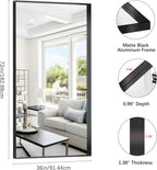 Black Bathroom Mirror, 72x36 Inch Rectangular Deep Frame Mirror, Large Wall Mounted Bathroom Vanity Mirror Over Sink for Bedroom,Restroom, Living Room, Hangs Vertically or Horizontally