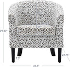 BELLEZE Accent Barrel Chair Set of 2, Linen Round Chair Club Tub Sofa Corner Chair with Flared Legs and Cozy Soft Padding for Living Room Bedroom Waiting Room - White & Brown