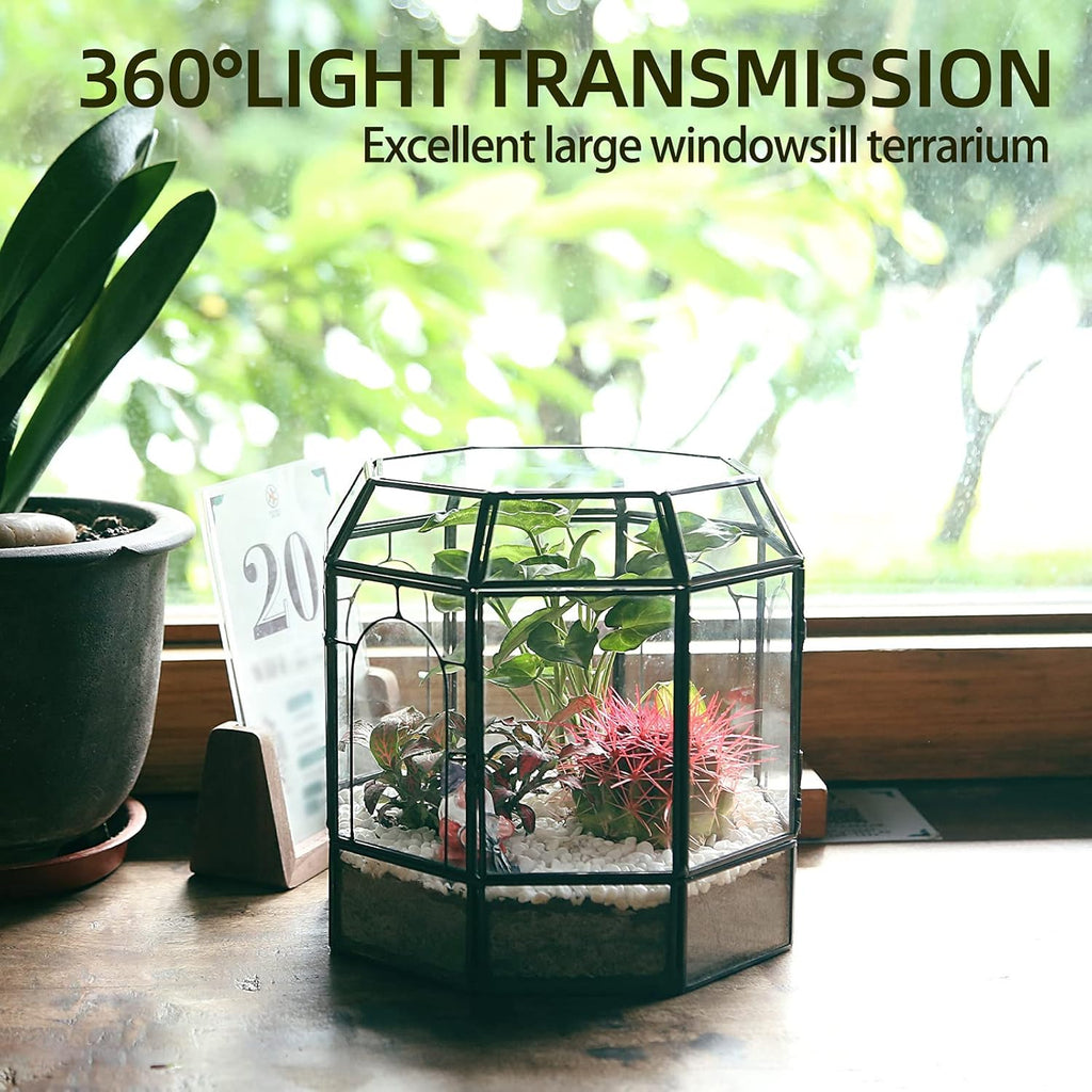 Large Glass Terrarium Handmade, Centerpiece Display Box Gift Planter Containers Indoor Terrariums House for Succulent Cacti Air Plants Miniature Fairy Garden