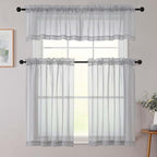 Light Grey Valances for Windows, Light Grey Sheer Curtains 14 Inch Length 2 - Image 8
