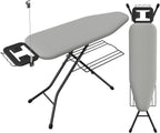 Yaheetech Ironing Board, Compact Iron Board with Cord Holder, Steam Iron Rest and Bottom Storage Tray, 9 Adjustable Heights & 3 Layer Cover, Folding Heavy Duty Ironing Board 52X14, Gray