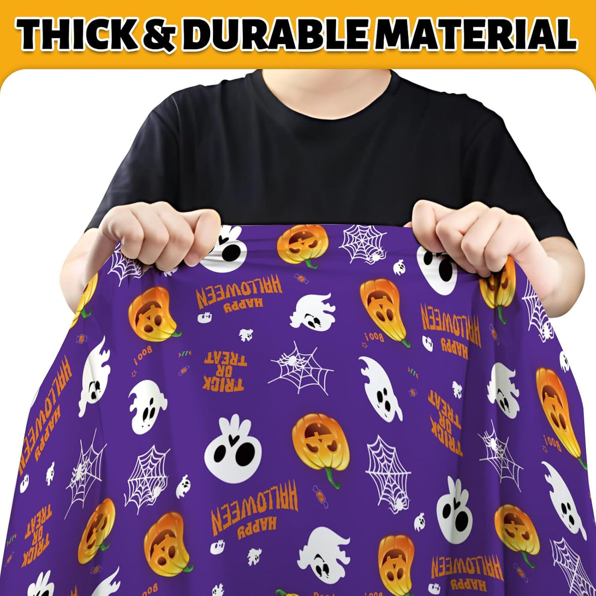 ATFUNSHOP 4 Packs Halloween Tablecloth Disposable Table Cover 54X108 Halloween Decorations Kids Birthday Party Decor for Kids, Spooky Waterproof Spillproof Table Cloth - Perfect for Dinner