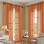 Sheer Orange Curtains 108 Inches Long 2 Panels Set, 59 Inch Extra Wide - Image 7