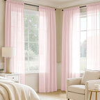 MIULEE Blush Pink Sheer Curtains 84 Inches Long 4 Panels 42 x 84 Inches | Light - Image 2