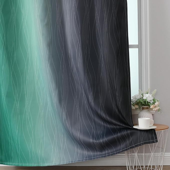 Black and Green Ombre Blackout Curtains 90 Inches Long | Gradient Curtains - Image 6
