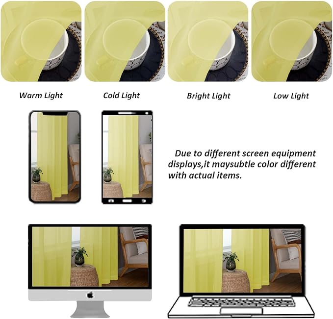 Chyhomenyc Extra Long Sheer Curtains 120 Inches Long 2 Panels Set, Light - Image 4