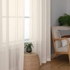 Chyhomenyc Cream Sheer Curtains 78 Inches Long 2 Panels Set - Image 3