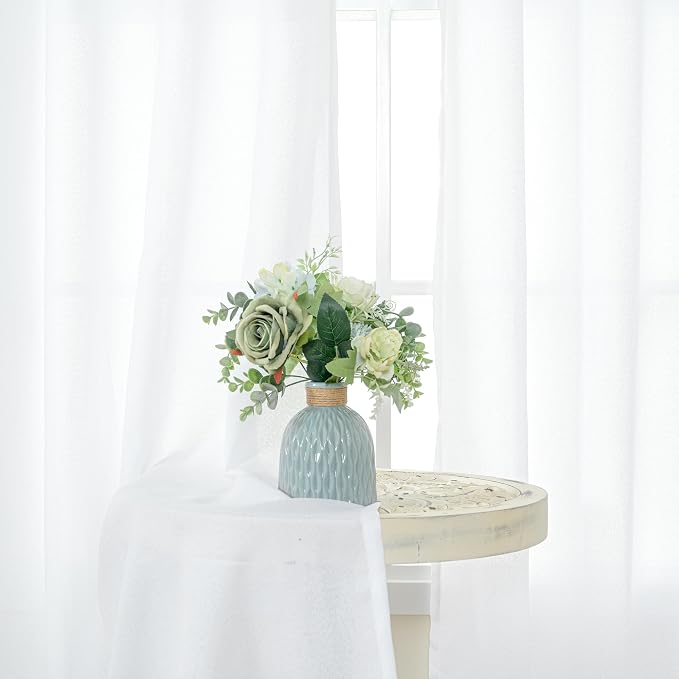 YoungsTex White Linen Curtains 68 Inch Length - Image 3