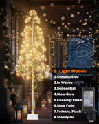 6FT Lighted Birch Tree Christmas Artificial Twig Tree with 660 LED Lights Timer 8 Mode Xmas Tree for Holiday Party Wedding Indoor Outdoor Decor