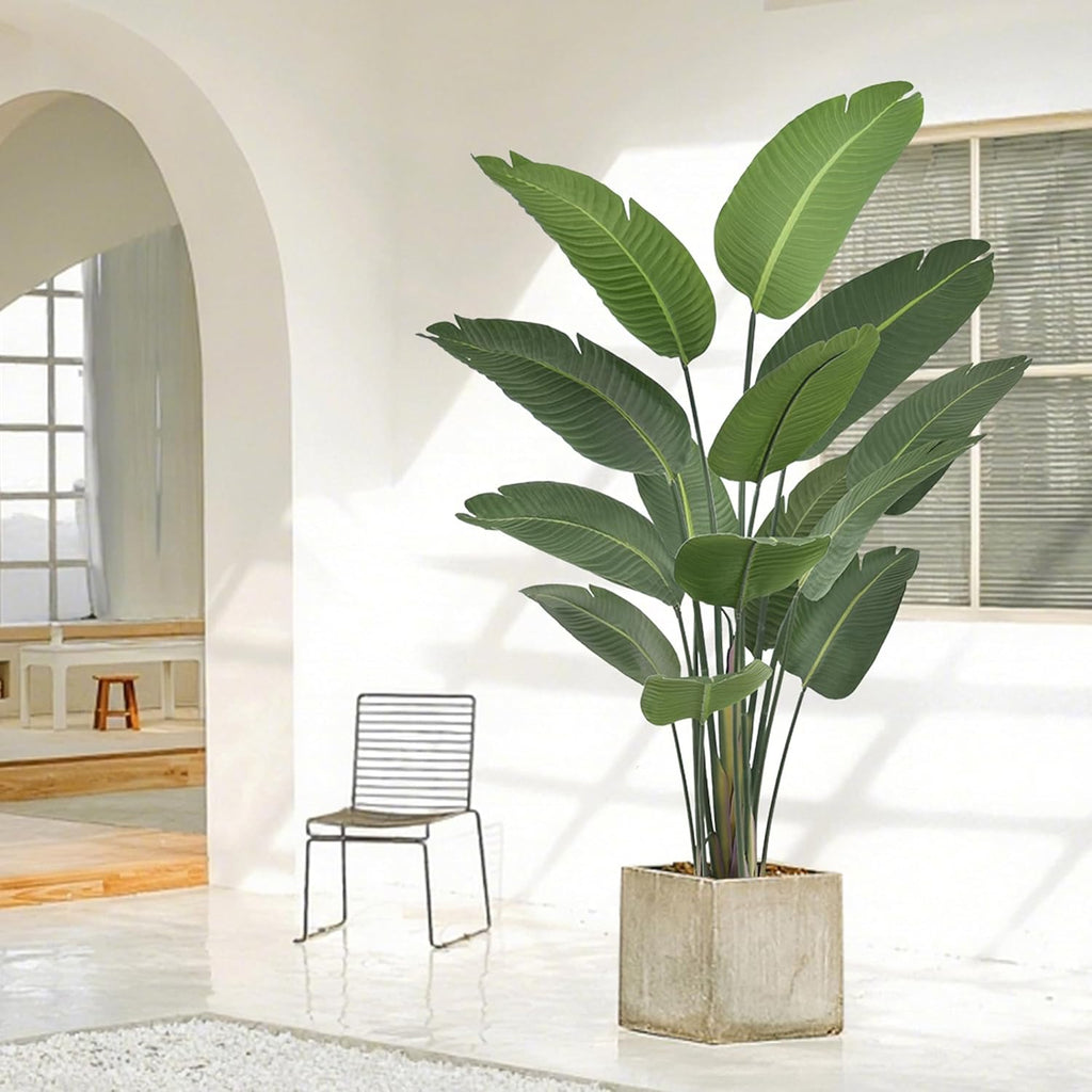 Artificial Bird of Paradise Plant 6ft Tall Fake Silk Banana Leaf Tropical Trees with 13 Leaves Faux Floor Plant for Home Decor Indoor