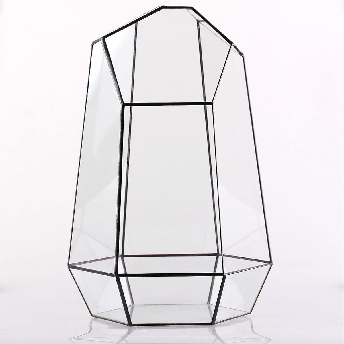 NCYP Large Geometric Terrarium - 16 Inches Tall Irregular Open Glass Terrarium Pot - Home Garden Tabletop Decoration Planter for Air Plants Succulents, Handmade (NO Plants, No Door)