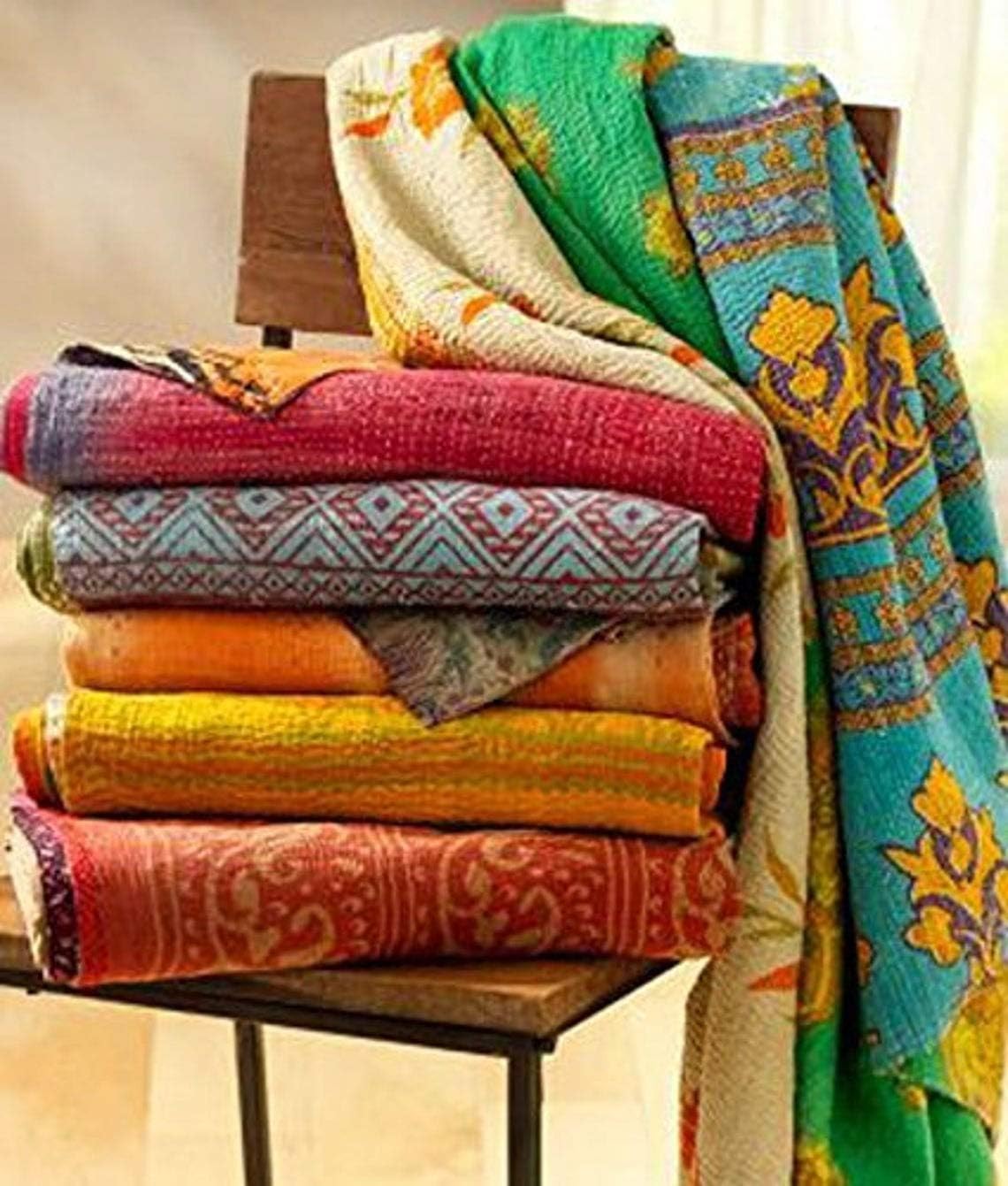 Wholesale Mix lot Tribal Kantha Quilts Reversible Vintage Cotton Bedspread Sari Throw Old Assorted Patches Bed Cover Rally (1 Pc)