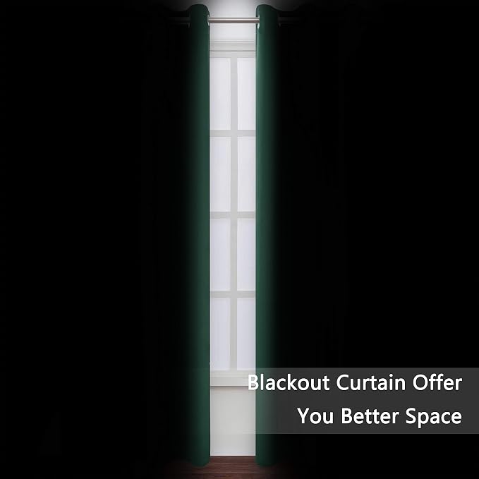 Blackout Curtains 52 x 45 inch/Green Curtains Set of 2 Panels/Thermal Insulated - Image 3
