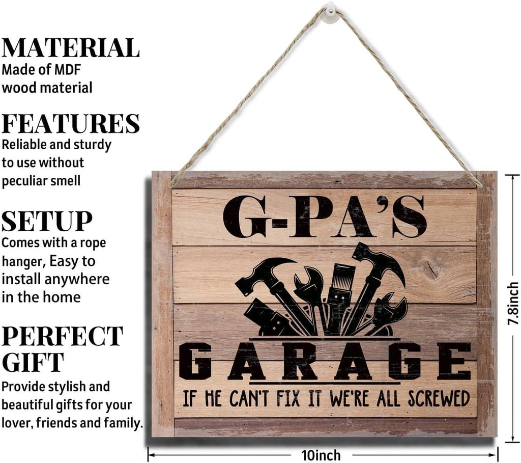 Rustic Wood Sign - Father's Day & Grandpa's Gift - Decor Hanging Wall Art - 'If He Can't Fix It...'