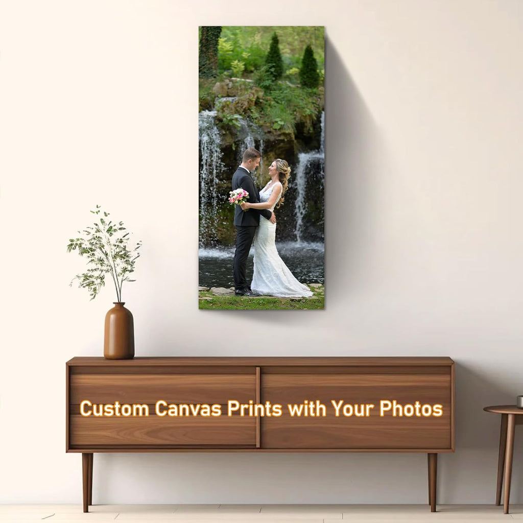 xzartdiy Custom Canvas Prints with Your Photos - Personalized Picture Print Customized Gifts for Family Home Office Wall Art Decor, Wrapped Canvas 16x36inch