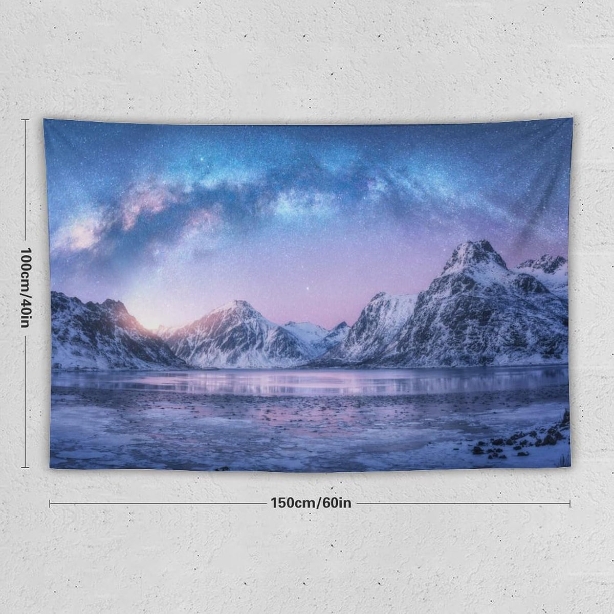 HZOHNAGO Mountain Tapestry Aurora Snow Mountain Sunset Pattern Printed Wall Tapestry Wall Hanging for Bedroom Living Room Dorm 60" W x 40" H