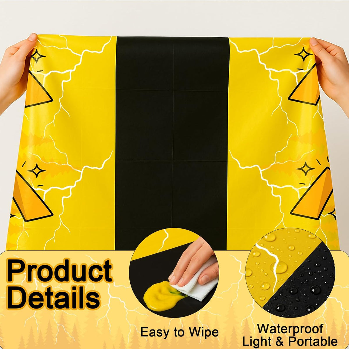 6-Pack Yellow Cartoon Plastic Birthday Tablecloths - 54x108in Rectangle Party Table Covers for Little Ones & Adults, Durable Birthday Party Decorations