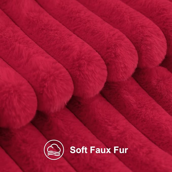 decorUhome Fall Faux Fur Throw Pillow Covers 26x26 Set of 2 Red | Decorative - Image 2