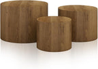 Vikiullf Nesting Coffee Table Set of 3, Round Wooden Coffee Tables, Modern Circle Table for Living Room, Bedroom, Accent Side Table, Saving Space Design and No Need Assembly